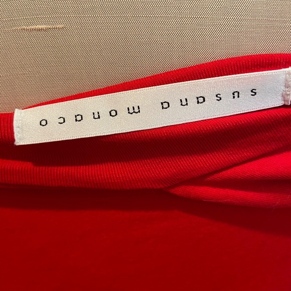 Susana Monaco Red Cotton Bodycon Midi Dress - Picture 4 of 4